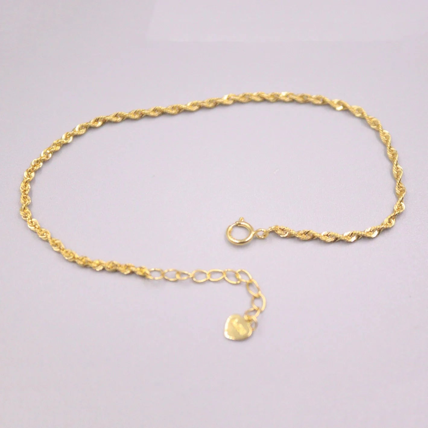 Au750 Real 18K Yellow Gold Bracelet For Women 1.8mm Twist Rope Link Chain 18cm Extender