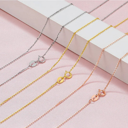 VOJEFEN 18K Rose Gold White Gold Au750 Yellow Gold 18 Inches Necklaces For Women Wedding Engagement Jewelry