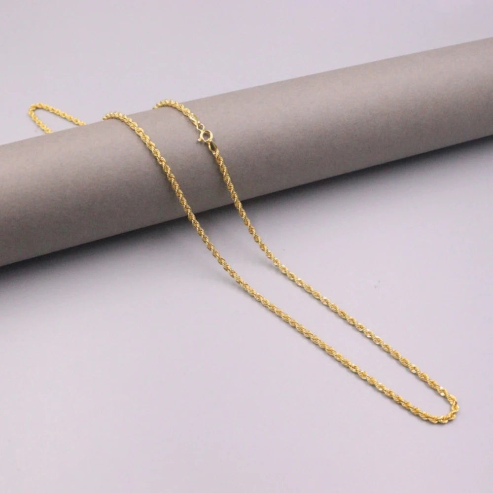 AU750 Pure 18K Yellow Gold Necklace New Twisted Rope Chain Necklace 5g / 22inch For  Women Gift