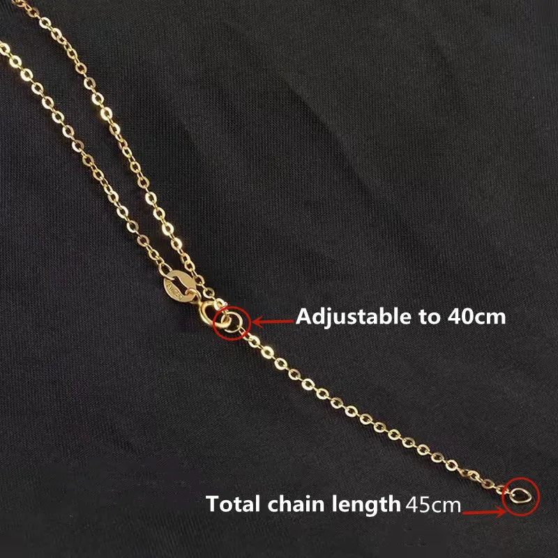 VOJEFEN  Real 18K Gold O-shaped Chain AU750 Pure Gold Necklace   Fine Jewelry Birthday Gift