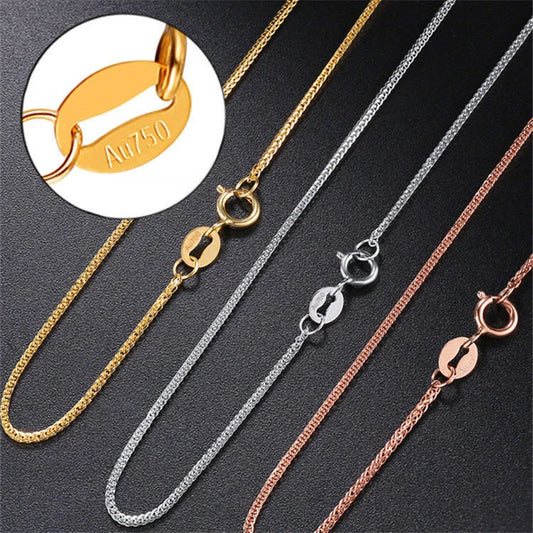 VOJEFEN 18K Rose Gold Necklace Woman Jewelry AU750 Serpentine Necklace Woman Chain Around The Neck 18K Gold Necklace Adjustable