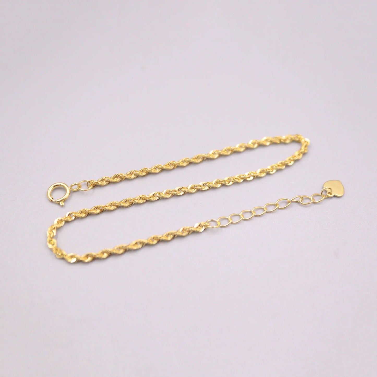Au750 Real 18K Yellow Gold Bracelet For Women 1.8mm Twist Rope Link Chain 18cm Extender