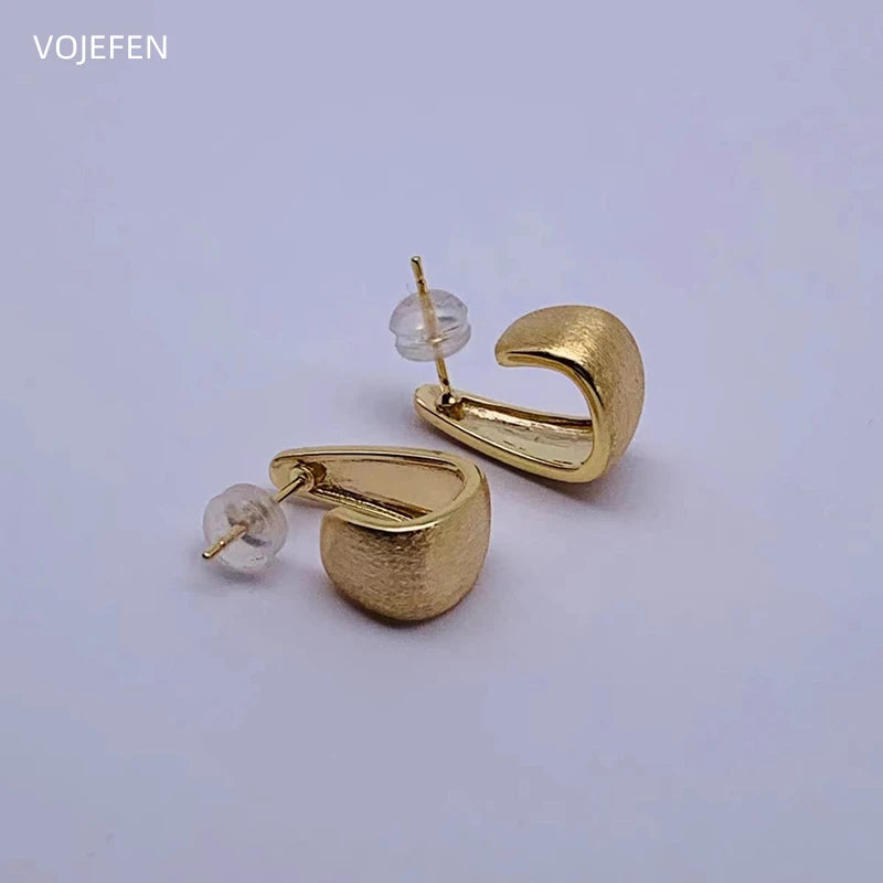 VOJEFEN 18K Gold Earring Womens Jewelry Original Luxury Unusual Earrings AU750 Real Gold Fashion New C Studs Earings 2023 Trend No. EA002