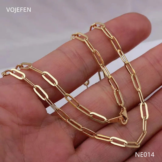 VOJEFEN 18K Pure Gold Necklace Womens Original Neck O Chain Genuine Au750 Luxury Quality Jewelry 2023 Trending Long Necklaces NE014