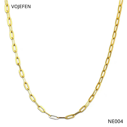 VOJEFEN 18K Choker Necklaces for Women Jewellery AU750 Pure Gold Chains New Fashion Jewelry Luxury Gifts Jewelry On The Neck NE004