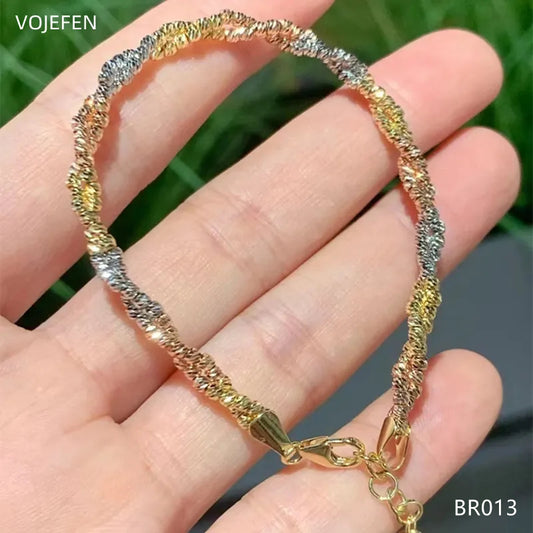 VOJEFEN 18K Gold Hand Bracelets Jewelry Multicolor Original AU750 Real Gold Rope Chains Minimalist Luxury High Quality Jewelery No. BR013