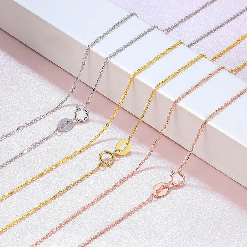 VOJEFEN Women Real 18K Gold Chain Necklace Classic Simple O Chain Design Pure AU750 Gold Necklace for Woman Fine Jewelry Gift