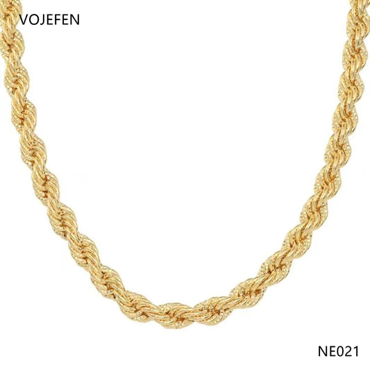 VOJEFEN AU750 Necklaces Gold 18K Original Chain Long Choker Men Necklace Luxury Woman Real Gold Jewelry Fine Aesthetic 2024 Gift NE021
