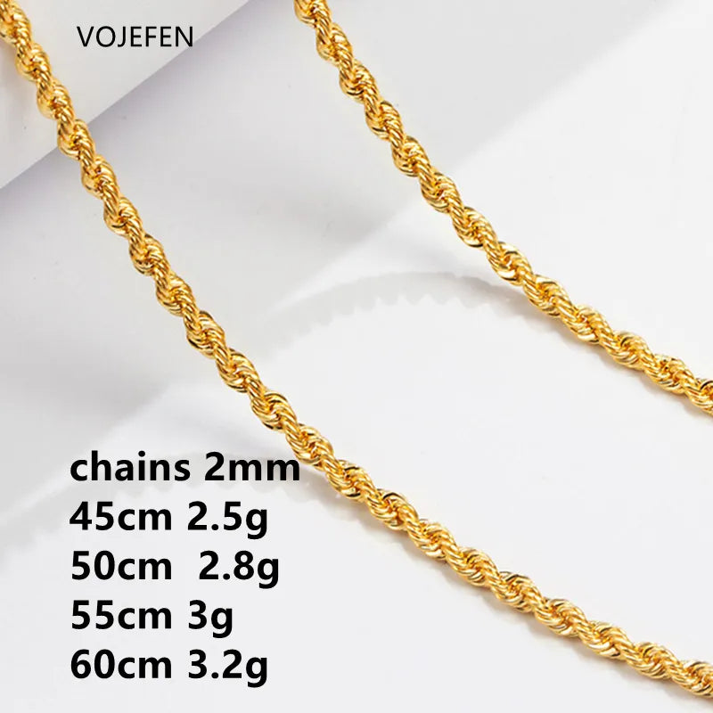 VOJEFEN 18K Necklace Jewelry AU750 Real Gold Rope Chain For Women/Men Large Thickened Tennis Link Neck Choker Luxury Brand Jewel NE011