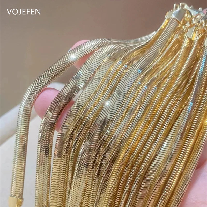 Real Gold Large Fashion Snake Chains 6MM Width Luxury High Quality Fine Jewelry BR001