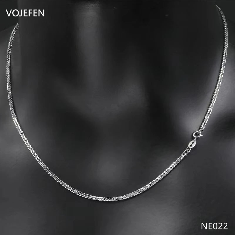 VOJEFEN 18k gold jewelry real gold chain necklaces for women au750 chains 3 colors gold chopin necklace No. NE022