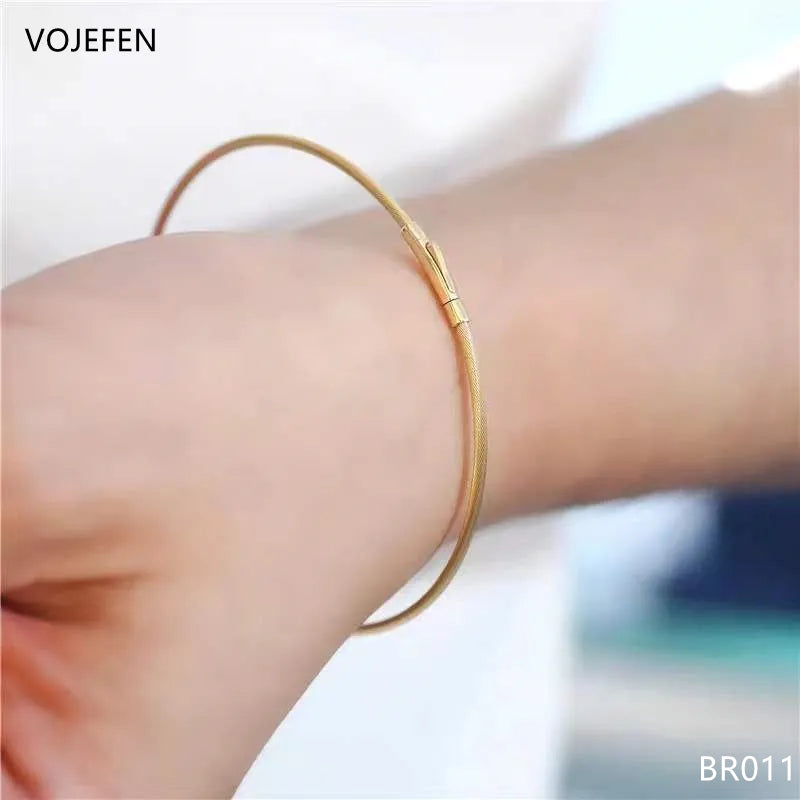 VOJEFEN 18K Gold Real Jewelry Bracelets For Women German Craft Chain Hand Minimalist Fine Designer Luxury Charm Bracelet Ladies BR011
