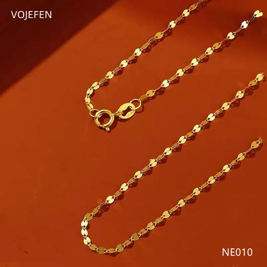 VOJEFEN 18K Lips Necklace Jewelery AU750 Pure Gold Elegant Women Shiny Water-wave Chains Choker Original Luxury Designer Jewelry NE010