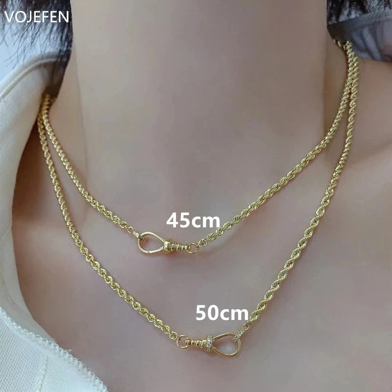 Personalised Rope Chain With Mini Diamonds Button Luxury Goods Gifts Female New Jewel NE001