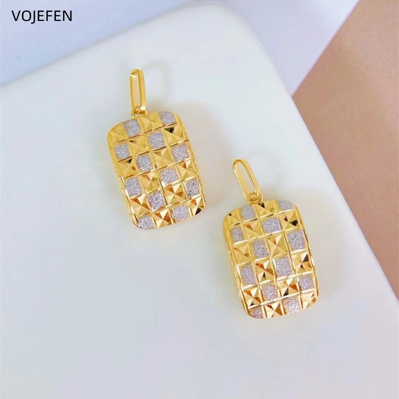 VOJEFEN 18K Pendant Necklace Jewelry AU750 Real Gold for Female Luxury Jewelry Shiny Neck Chains Fashion Original Jewel Holiday