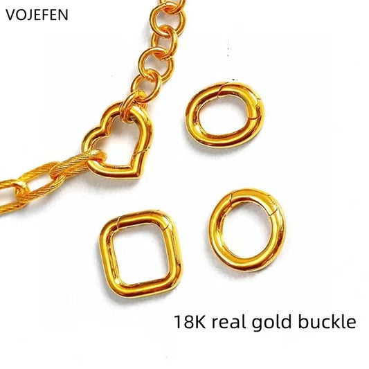 VOJEFEN AU750 18K Gold Variety and Multiple Shapes Plain Golden Universal Buckle Necklace Bracelet Accessories DIY Jewelry Parts