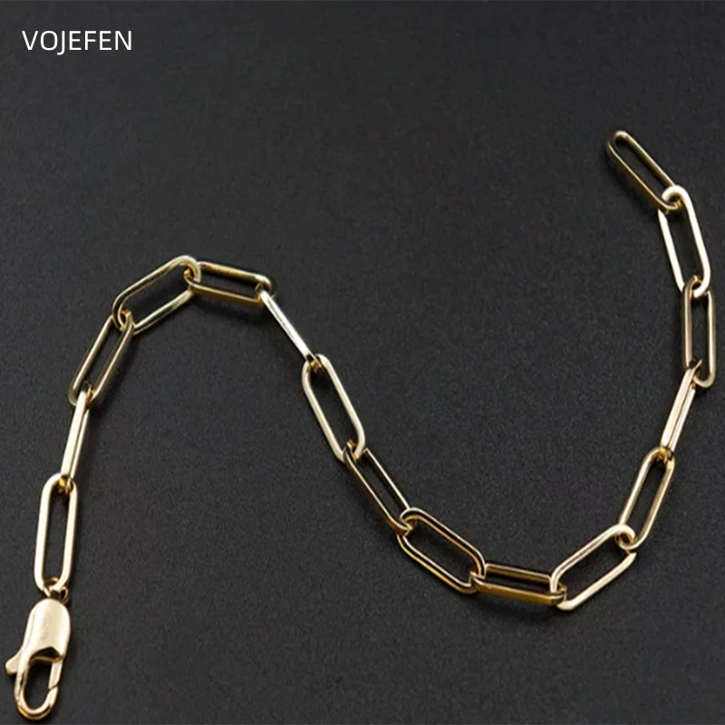 VOJEFEN 18K Gold Chains Bracelet Jewellery AU750 Dainty Big Chains Trendy Jewelry for /Women/Men Luxury Jewel Personalized Gift BR010