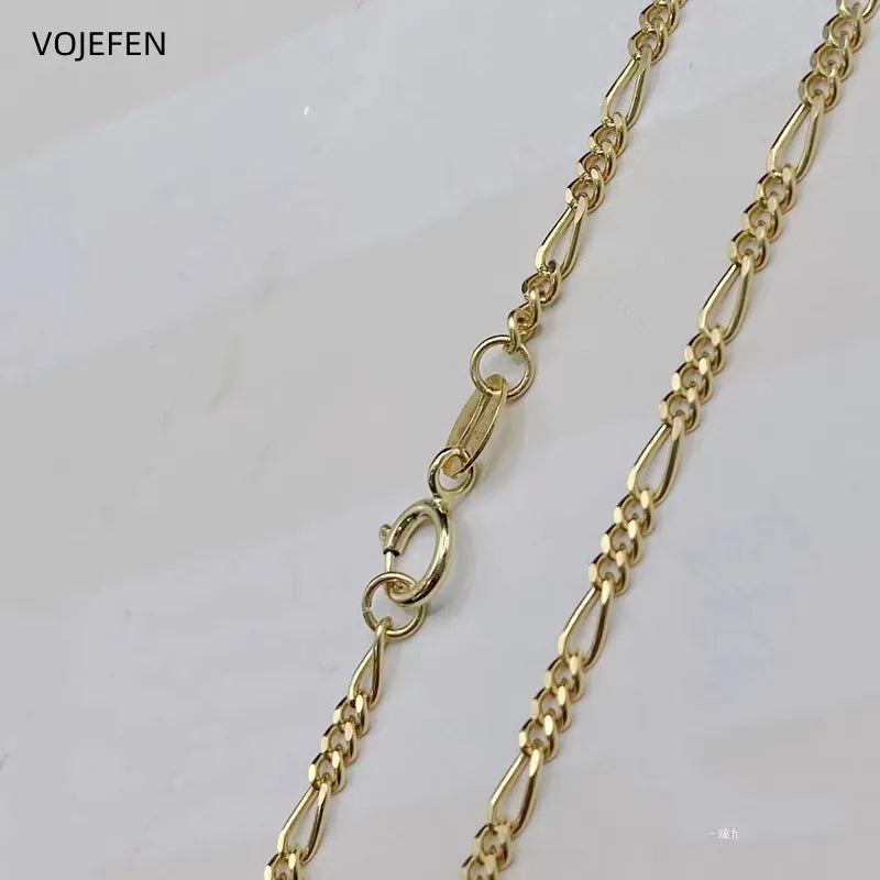 VOJEFEN 18k Figaro Bracelets AU750 Pure Gold Bold Chains Luxury Quality Jewelry For Women Men Genuine Fashion Hand Chains Fine BR004