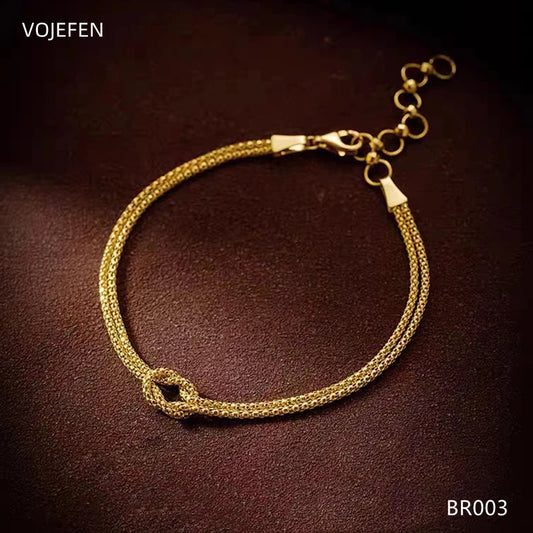 VOJEFEN 18K Bracelets For Woman Luxury Italian AU750 Gold Rope Chains Links Diamond Cut Bracelet New Trendy Woman Jewelry 2024 BR003