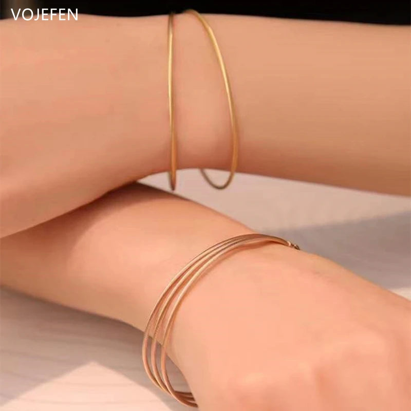 VOJEFEN 18K Gold Real Jewelry Bracelets For Women German Craft Chain Hand Minimalist Fine Designer Luxury Charm Bracelet Ladies BR011
