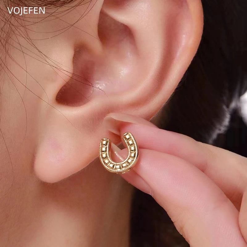 VOJEFEN 18k Gold Small Earrings Studs Jewelry Original AU750 High Brand Earrings Fine Jewelry Luxury Fashion Kids Girl Earring BR007