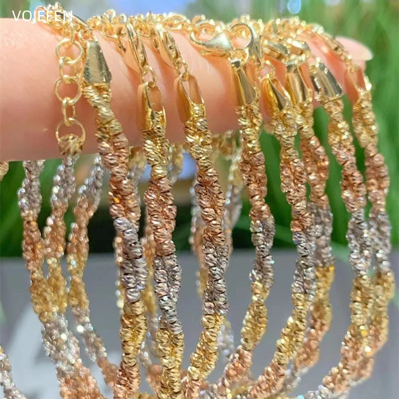 VOJEFEN 18K Gold Hand Bracelets Jewelry Multicolor Original AU750 Real Gold Rope Chains Minimalist Luxury High Quality Jewelery No. BR013