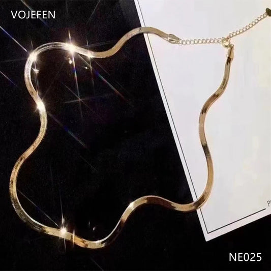 VOJEFEN 18K Snake Choker Necklaces Jewelry For Women Original AU750 Fashion Chains Yellow Gold Necks Personalized Luxury Brand NE025