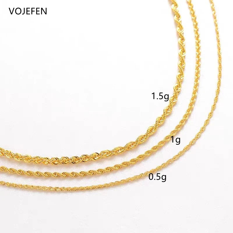 VOJEFEN 18k Gold Necklaces For Women/Male Twist Links Rope Chains Neck Choker AU750 Real Gold Fine Jewelry Luxury Holiday Gifts NE007