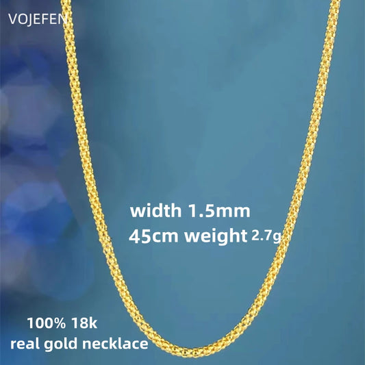 VOJEFEN Women's Necklace Rope Chain 18K Gold Jewelry Original Luxury Jewelry On The Neck Female Long New In Necklaces For Girls