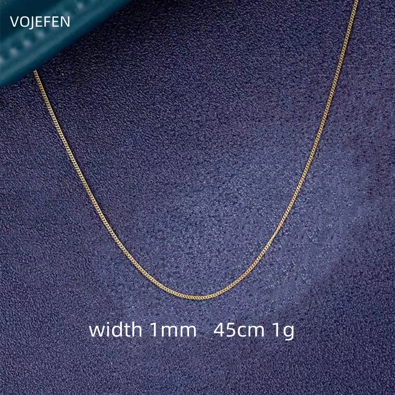 VOJEFEN 18K Cuban Necklaces Jewellery Original AU750 Real Gold Cuban Chains Jewelry for Male Female Fashion Chokers Certificate