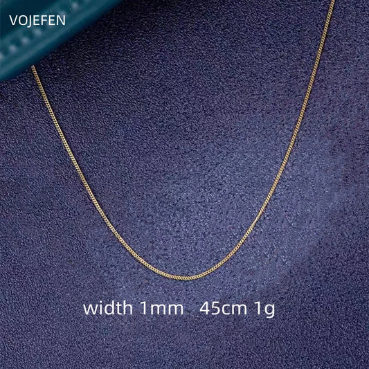 VOJEFEN 18K Cuban Necklaces Jewellery Original AU750 Real Gold Cuban Chains Jewelry for Male Female Fashion Chokers Certificate