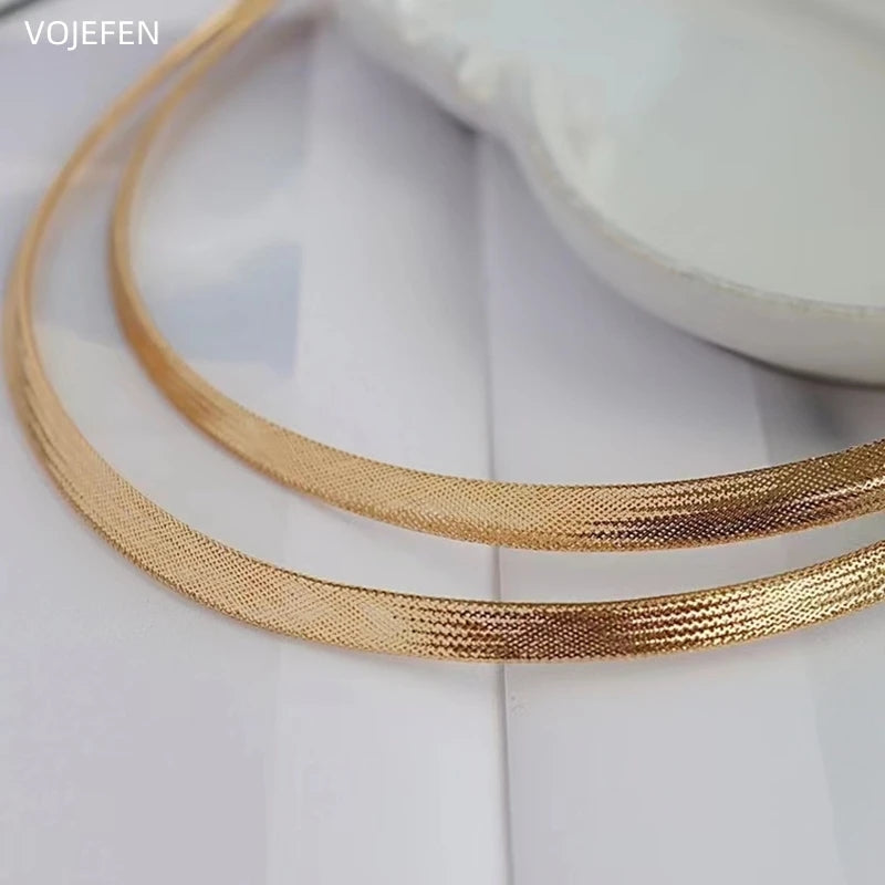 VOJEFEN 18K Snake Rope Chains Necklace Jewelry for Women Genuine AU750 Golden Soft Chain Real Gold Choker Initial Fine Jeweller