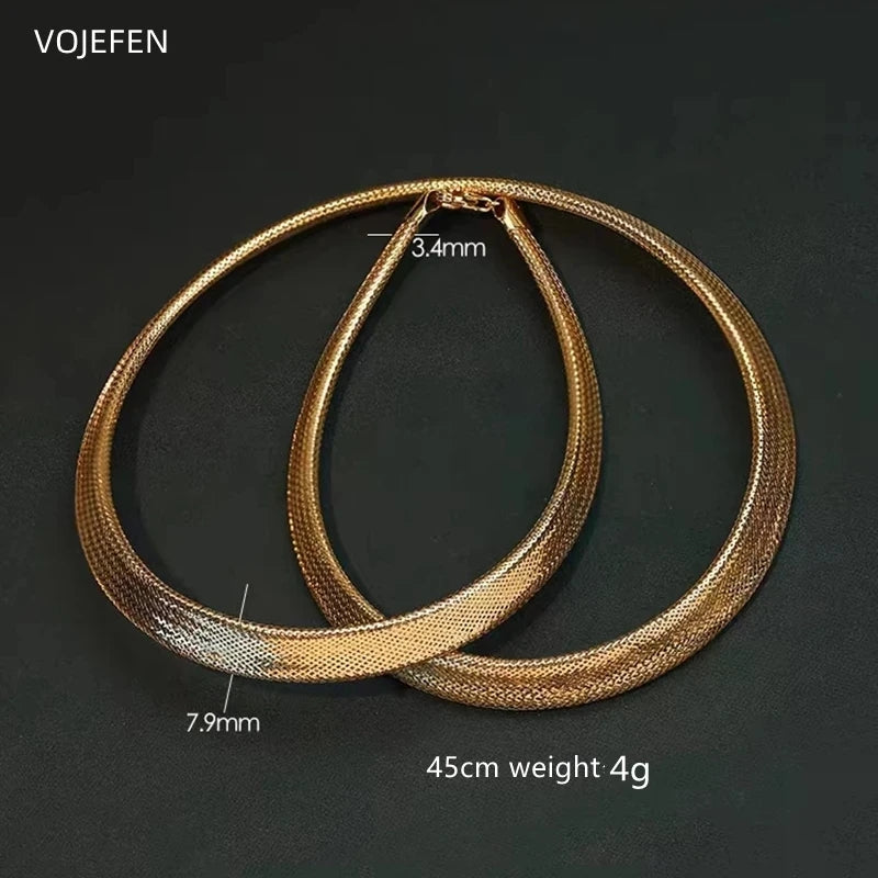 VOJEFEN 18K Snake Rope Chains Necklace Jewelry for Women Genuine AU750 Golden Soft Chain Real Gold Choker Initial Fine Jeweller