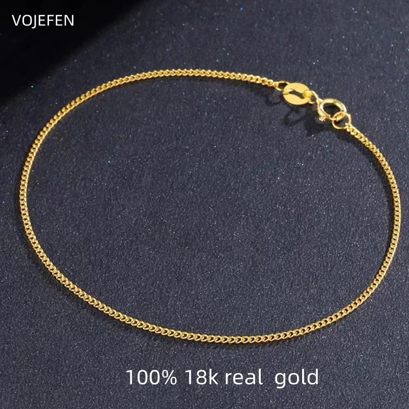 VOJEFEN Men's Bracelet On Hand For Women Brand 18K Gold Jewelry Luxury Cuban Chain Personalized New In Couple K Gold Bracelets BR010