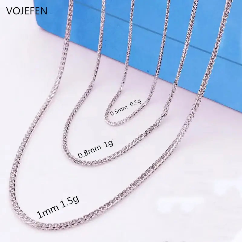 VOJEFEN Genuine 18k White Gold Necklace For Women / Men Twist Links Rope Chain Neck Choker Luxury Necklaces Fashion Jewelry New NE027