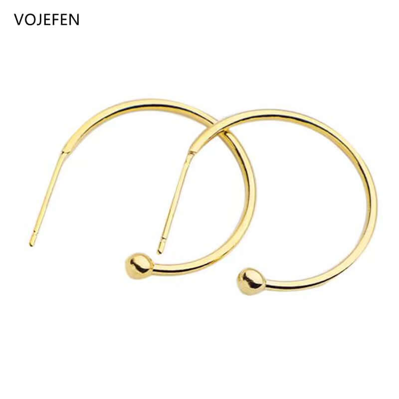 VOJEFEN Original Gold Earrings Hoops AU750 For Women 3CM Rounds Rings Luxury Goods Fashion Jewelry Removed Pearl Earings 2024 EA011