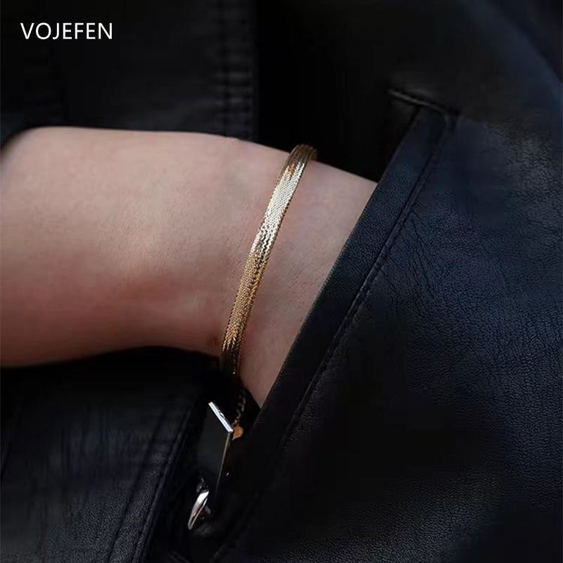 VOJEFEN 18K Pure Gold Hand Bracelet Original AU750 For Women Genuine Rope Soft Link Wrist Bracelets Fine Luxury Jewellery Gift BR016