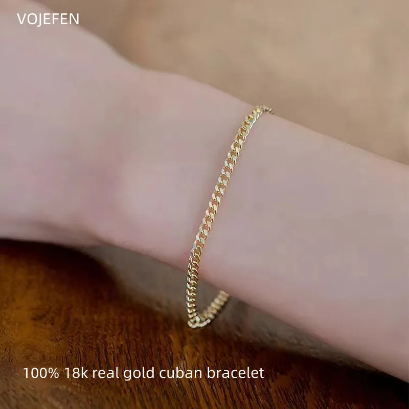 VOJEFEN Gold 18K Cuban Bracelets Jewelry Designer For Woman Original Cuban Chain For Men High Quality Luxury Goods Brand Fashion