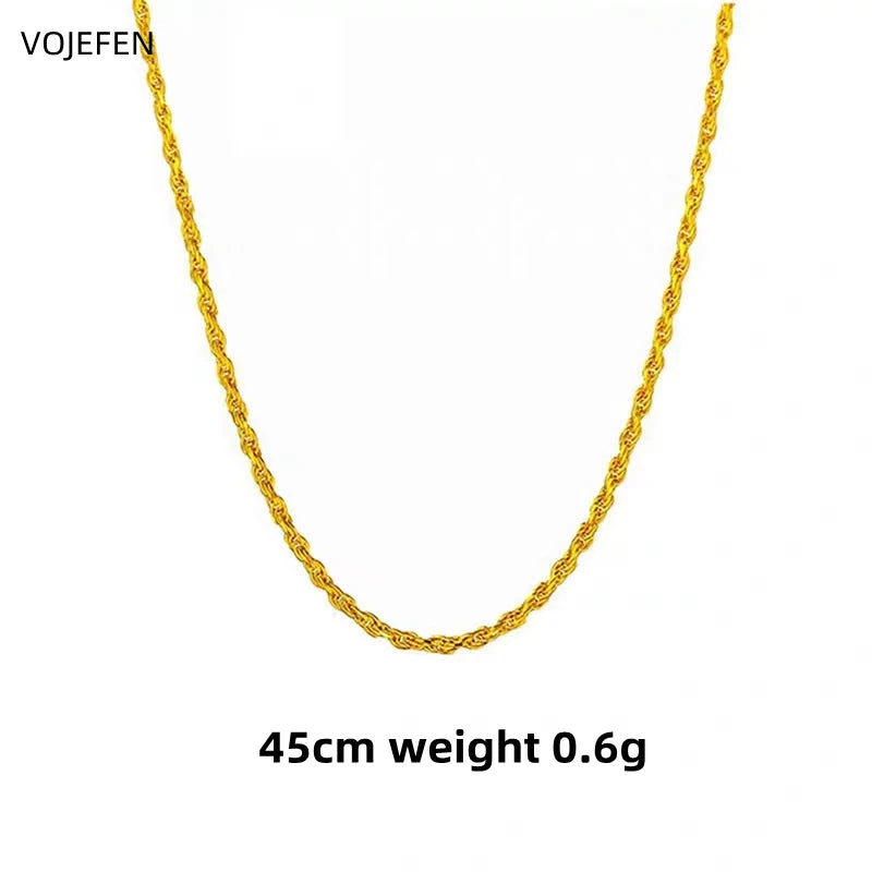 VOJEFEN Men's Chain Necklace Women 18K Gold Jewelry Real Gold On The Neck Twist Ropes Necklaces Luxury Brand Choker Jewellery